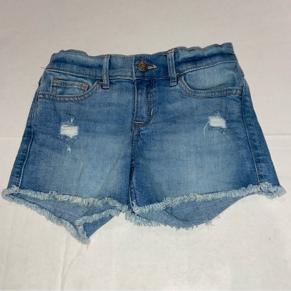 Abercrombie Kids MIDI Denim Shorts Ripped Size 7/8 Girls Adjustable Waist